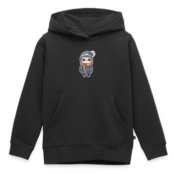 Katze mit Mütze, Schal und Jacke - Kinder Premium Organic Hoodie - Schwarz - Vorne - AI Model Kid Male (0cm)