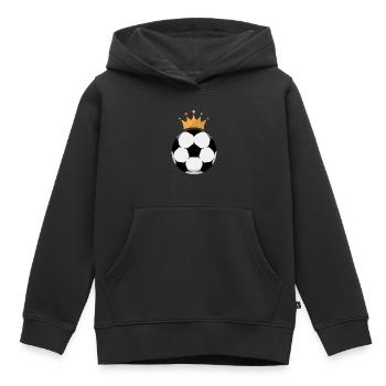 Logo du roi du football - Sweat Premium à capuche enfant bio - noir - Devant - AI Model Kid Male (0cm)