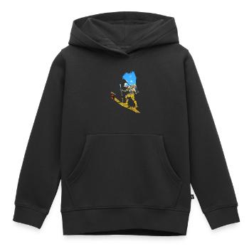 Sur la montagne, celui du Hittn - Sweat Premium à capuche enfant bio - noir - Devant - AI Model Kid Male (0cm)