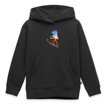 Homme avec panier à foin - Sweat Premium à capuche enfant bio - noir - Devant - AI Model Kid Male (0cm)