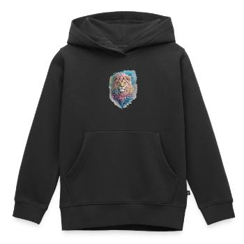 Aquarelle Lion - Sweat Premium à capuche enfant bio - noir - Devant - AI Model Kid Male (0cm)