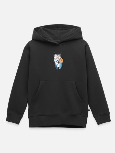 Luchs-Vektor-Kunst mit lebendiger Farbillustration - Kinder Premium Organic Hoodie - Schwarz