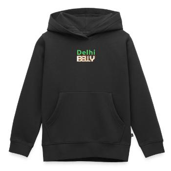 T-shirt Logo néon Delhi Belly - Sweat Premium à capuche enfant bio - noir - Devant - AI Model Kid Male (0cm)