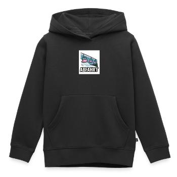 Remontée mécanique et motif montagne avec charme d’aventure - Sweat Premium à capuche enfant bio - noir - Devant - AI Model Kid Male (0cm)