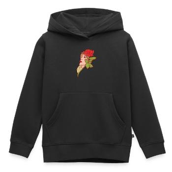 La jeune femme et la rose - Sweat Premium à capuche enfant bio - noir - Devant - AI Model Kid Male (0cm)