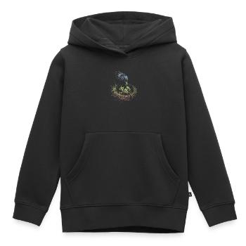 Merle - Sweat Premium à capuche enfant bio - noir - Devant - AI Model Kid Male (0cm)
