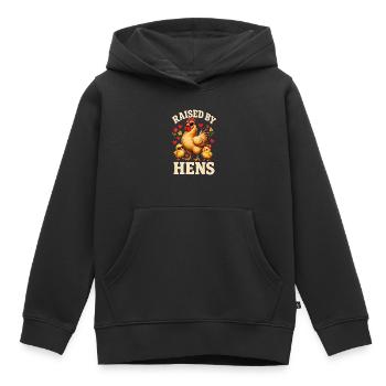 RAISED BY HENS - Kinder Premium Organic Hoodie - Schwarz - Vorne - AI Model Kid Male (0cm)