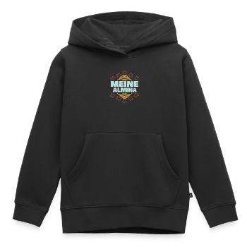 Almina - Kinder Premium Organic Hoodie - Schwarz - Vorne - AI Model Kid Male (0cm)