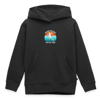 Faire du jogging - Sweat Premium à capuche enfant bio - noir - Devant - AI Model Kid Male (0cm)