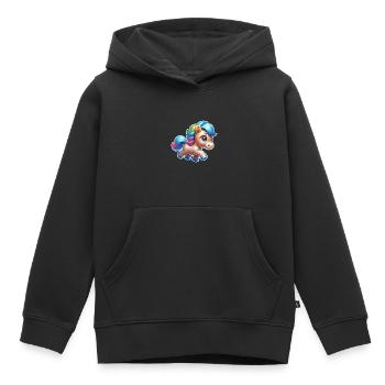 Poney - Sweat Premium à capuche enfant bio - noir - Devant - AI Model Kid Male (0cm)
