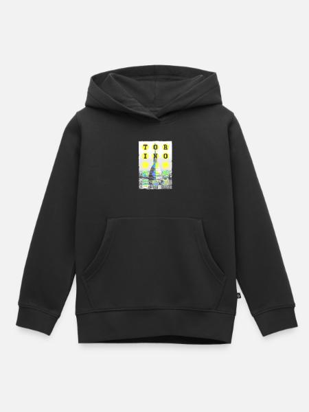 Torino Italia Città Skyline Holiday Love - Felpa Premium con cappuccio bambino bio - nero