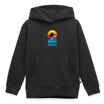 Mode Vacances - Sweat Premium à capuche enfant bio - noir - Devant - AI Model Kid Male (0cm)