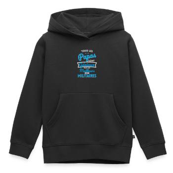 Papas géniaux mais les meilleurs sont Militaires - Sweat Premium à capuche enfant bio - noir - Devant - AI Model Kid Male (0cm)