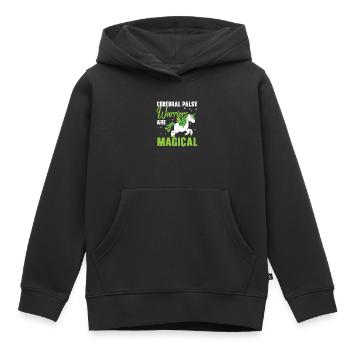Les guerriers de la paralysie cérébrale sont des amoureux magiques de la licorne - Sweat Premium à capuche enfant bio - noir - Devant - AI Model Kid Male (0cm)
