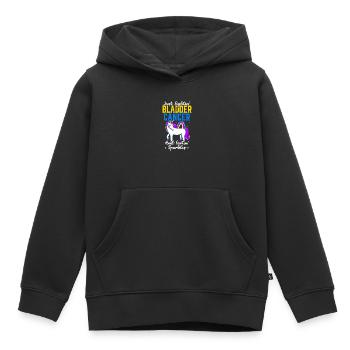 Cancer de la vessie Guerrier Sensibilisation au cancer de la vessie - Sweat Premium à capuche enfant bio - noir - Devant - AI Model Kid Male (0cm)