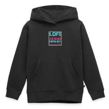 Lofi Mélomane Basse Fidélité Esthétique Japonaise - Sweat Premium à capuche enfant bio - noir - Devant - AI Model Kid Male (0cm)