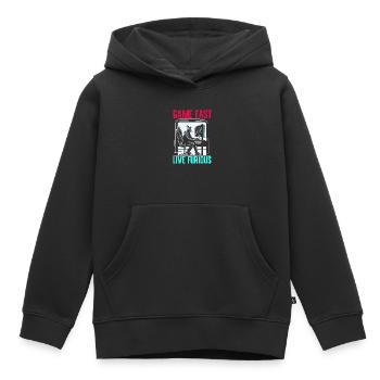 Speedrunning Joueur de jeux vidéo Gamer Gaming - Sweat Premium à capuche enfant bio - noir - Devant - AI Model Kid Male (0cm)