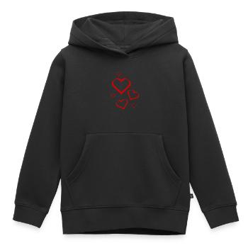 red heart red heart red heart - Kids Premium Organic Hoodie - black - Front - AI Model Kid Male (0cm)