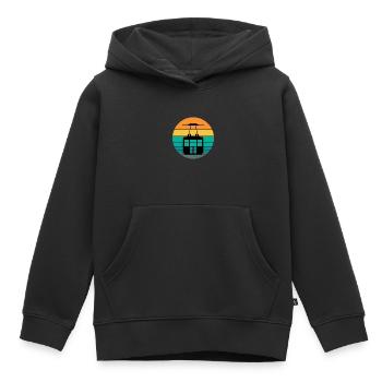 Téléphérique Tramway Téléphérique Télécabine - Sweat Premium à capuche enfant bio - noir - Devant - AI Model Kid Male (0cm)