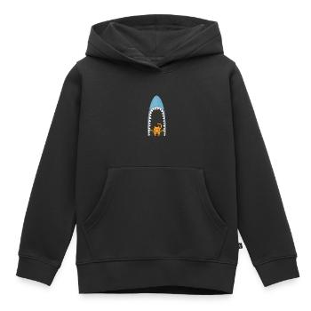 Chat mangeur de requins - Sweat Premium à capuche enfant bio - noir - Devant - AI Model Kid Male (0cm)