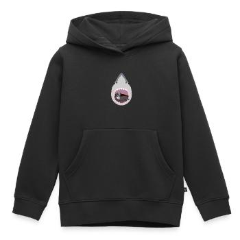 Chat mangeur de requins - Sweat Premium à capuche enfant bio - noir - Devant - AI Model Kid Male (0cm)