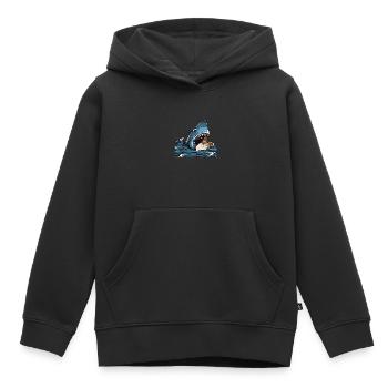 Chat mangeur de requins - Sweat Premium à capuche enfant bio - noir - Devant - AI Model Kid Male (0cm)
