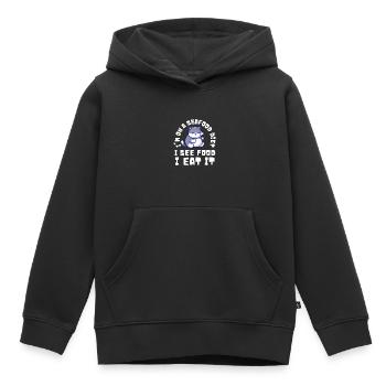 Obésité du gros chat - Sweat Premium à capuche enfant bio - noir - Devant - AI Model Kid Male (0cm)