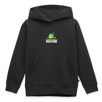 Recycle Réutiliser Renew Rethink Wind Turbine - Wind - Sweat Premium à capuche enfant bio - noir - Devant - AI Model Kid Male (0cm)