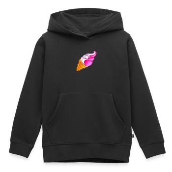 glace vanille fraise kawa - Sweat Premium à capuche enfant bio - noir - Devant - AI Model Kid Male (0cm)