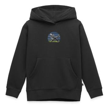 Illustration de conception d'oiseau bergeronnette peinte - Sweat Premium à capuche enfant bio - noir - Devant - AI Model Kid Male (0cm)