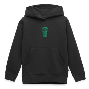 Cadeau de tatouage tribal polynésien Marquises Tiki - Sweat Premium à capuche enfant bio - noir - Devant - AI Model Kid Male (0cm)