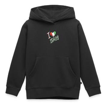 I Love Italy Italie drapeau coeur - Sweat Premium à capuche enfant bio - noir - Devant - AI Model Kid Male (0cm)
