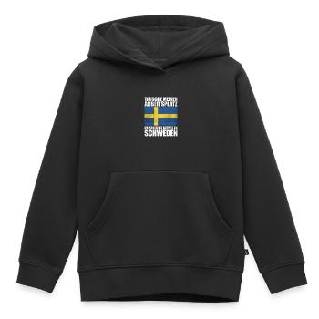 Tausche Arbeitsplatz gegen Hütte in Schweden - Kinder Premium Organic Hoodie - Schwarz - Vorne - AI Model Kid Male (0cm)