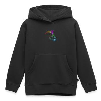 Tête de cheval Cheval Coloré Chevaux - Sweat Premium à capuche enfant bio - noir - Devant - AI Model Kid Male (0cm)