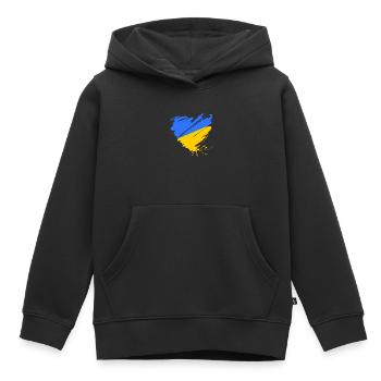 Ukraine Kiev Odessa Europe Grunge Coeur Paix - Sweat Premium à capuche enfant bio - noir - Devant - AI Model Kid Male (0cm)