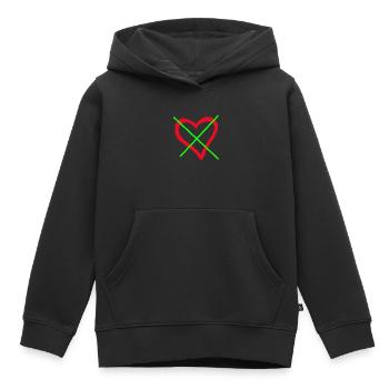 Cœur barré - Sweat Premium à capuche enfant bio - noir - Devant - AI Model Kid Male (0cm)
