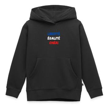 Liberté égalité chéri - Sweat Premium à capuche enfant bio - noir - Devant - AI Model Kid Male (0cm)