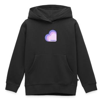 Cœur de lilas végétalien - Sweat Premium à capuche enfant bio - noir - Devant - AI Model Kid Male (0cm)