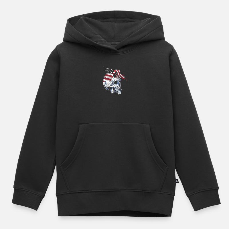 Aigle crâne - Sweat Premium à capuche enfant bio - noir