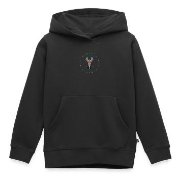 Reindeer Biker Rebell - Kinder Premium Organic Hoodie - Schwarz - Vorne - AI Model Kid Male (0cm)