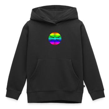 round UK Union Jack flag rainbow mod - Kids Premium Organic Hoodie - black - Front - AI Model Kid Male (0cm)