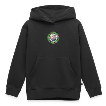Lila Sonnenhut Garn - Kinder Premium Organic Hoodie - Schwarz - Vorne - AI Model Kid Male (0cm)
