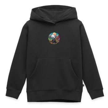 Train de chemin de fer nostalgique de locomotive fumante - Sweat Premium à capuche enfant bio - noir - Devant - AI Model Kid Male (0cm)