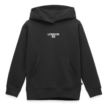 Londres Angleterre Anglais Drapeau Anglais - Sweat Premium à capuche enfant bio - noir - Devant - AI Model Kid Male (0cm)