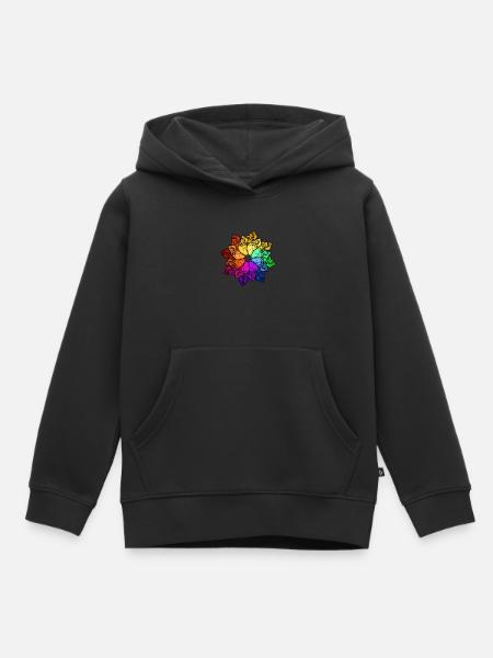 Crâne arc-en-ciel - Sweat Premium à capuche enfant bio - noir