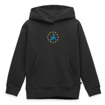 Europe - Union Européenne - Sweat Premium à capuche enfant bio - noir - Devant - AI Model Kid Male (0cm)
