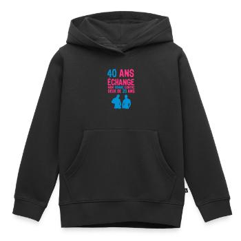 40 ans anniversaire echange homme deux 2 - Sweat Premium à capuche enfant bio - noir - Devant - AI Model Kid Male (0cm)