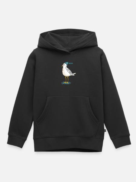 Möwe (b) - Kinder Premium Organic Hoodie - Schwarz