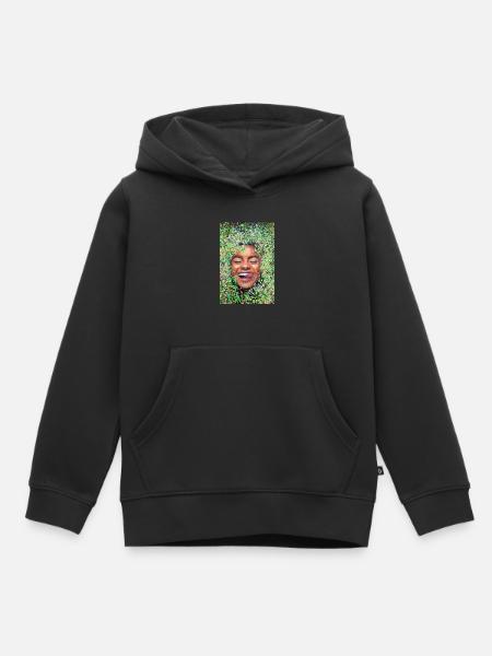 Femme au visage heureux avec la langue - Sweat Premium à capuche enfant bio - noir