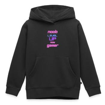 Gamer Design Noob Level Up Gamer - Sweat Premium à capuche enfant bio - noir - Devant - AI Model Kid Male (0cm)